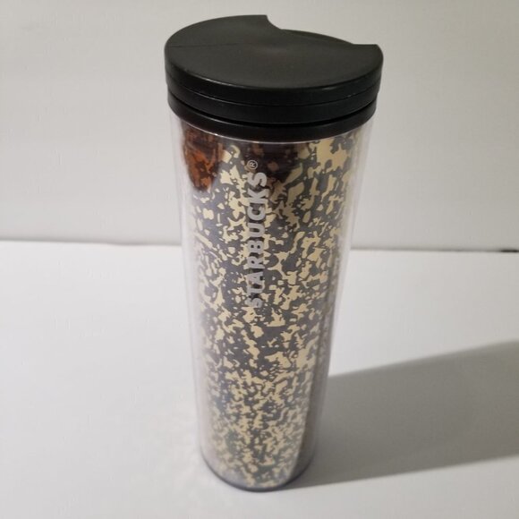 Starbucks Travel Mug Black Silver Foil Hot & Cold Cup with Lid 16oz Holiday 2019 - Picture 3 of 8